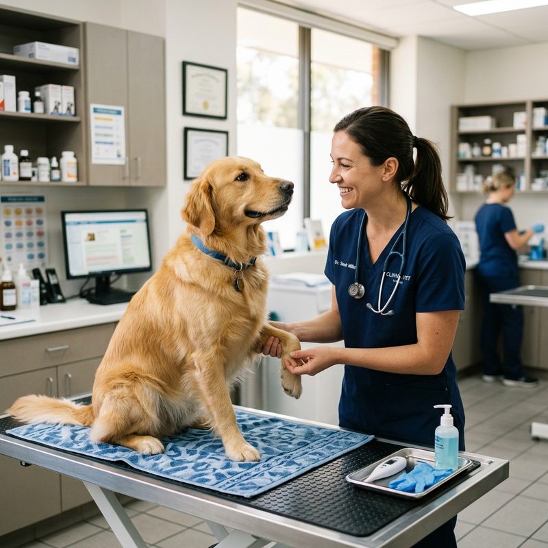 Dog at the veterinarian's office