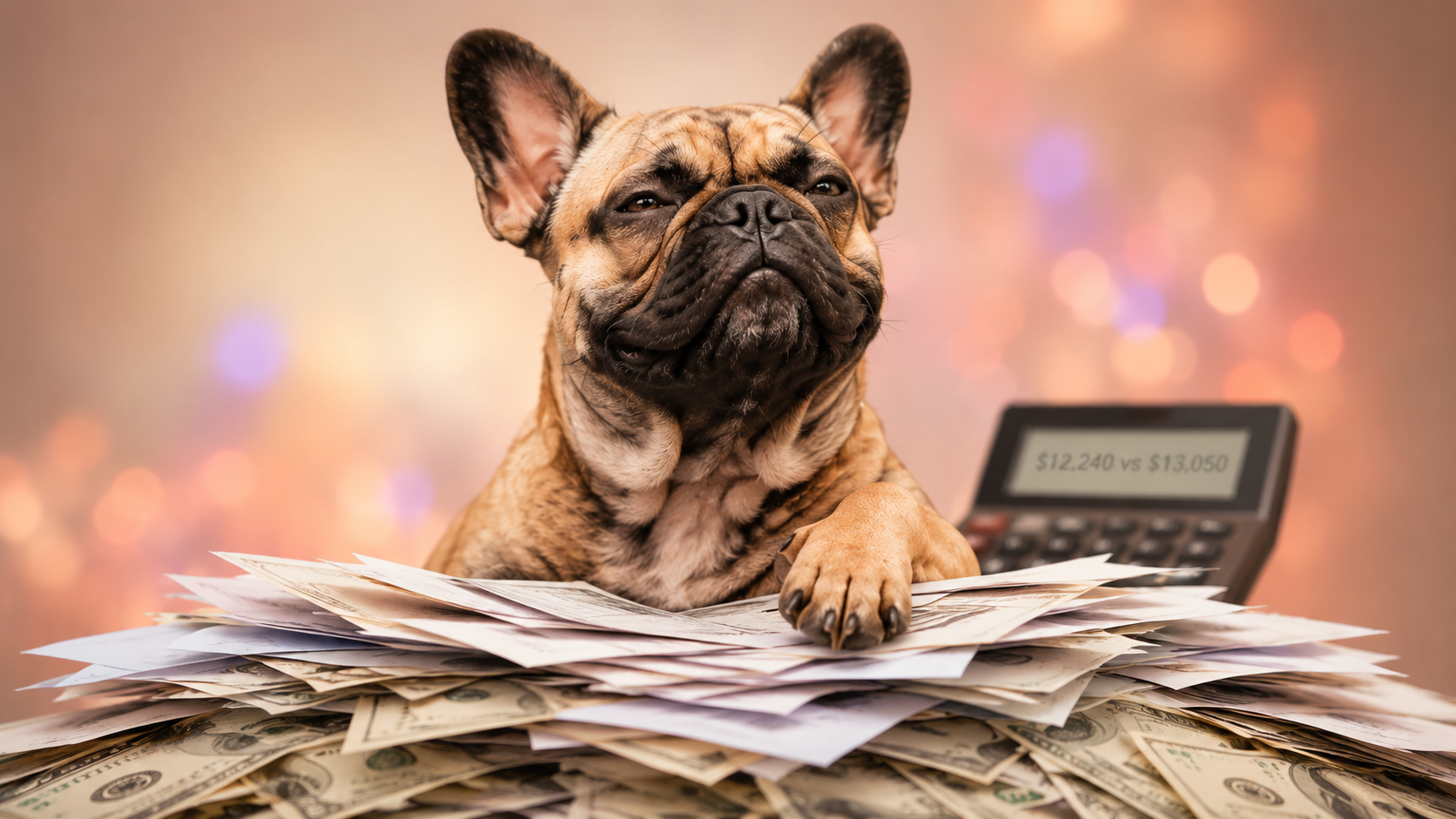 Labrador with a piggy bank and insurance policy
